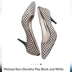 Michael Kors Black and White Houndstooth Pumps